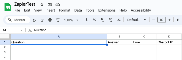 Prepare Google Worksheet